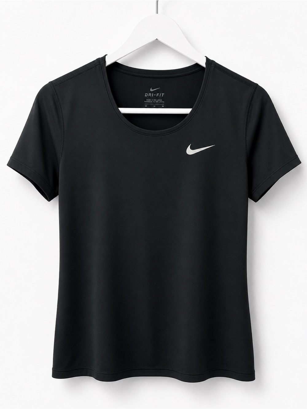 Nike Black Short Sleeve Dri-FIT Tee with Silver Swoosh